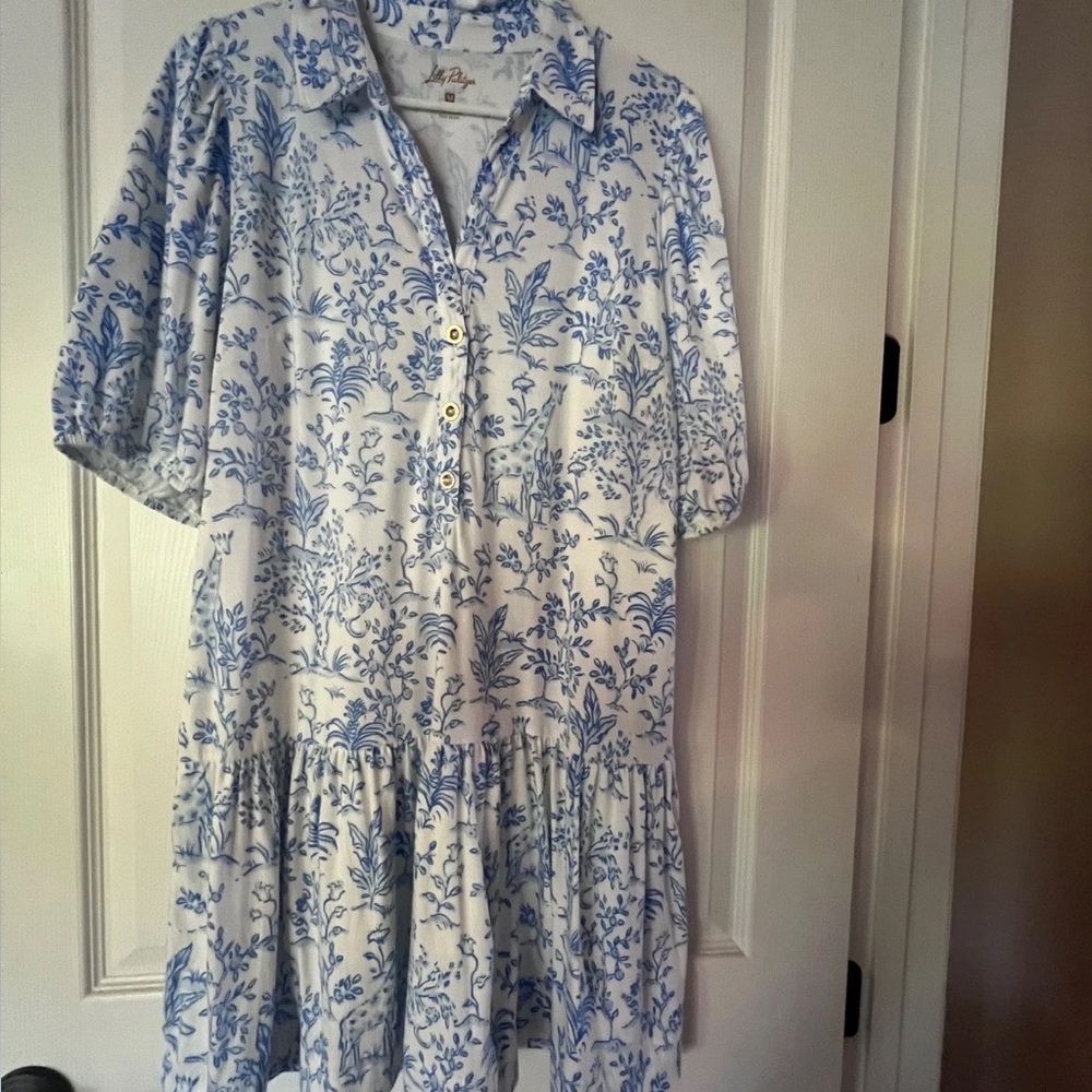 Lilly Pulitzer Blue and White Floral Mini Dress